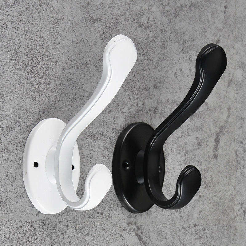 Black European-style single clothes hanging clothes hook frame single hook wall-mounted wall into door wardrobe hooks punching clothes hat hook