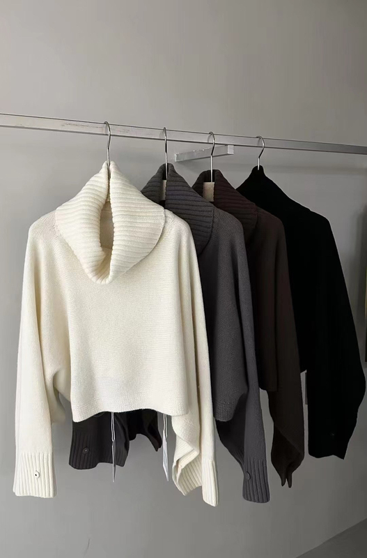Fn2024 Thirteen Rows Winter New Style Off-Shoulder Multi-Wear Wool Loose Korean Style Warm and Comfortable Sweater for Women 41244