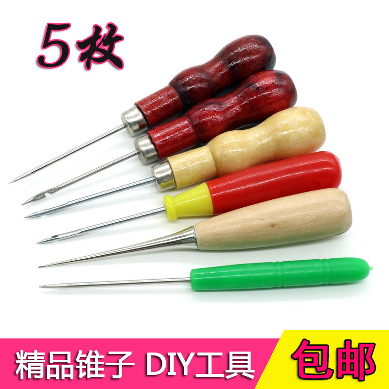 Wooden handle awl needle pick needle upper shoe leather punching positioning cone crochet DIY tool handmade thousand pieces