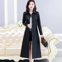 2021 Autumn Winter Henning Leather Clothing Woman with Genuine Leather slim Knee Leather Sweater Lady Sheep Leather Long Coat