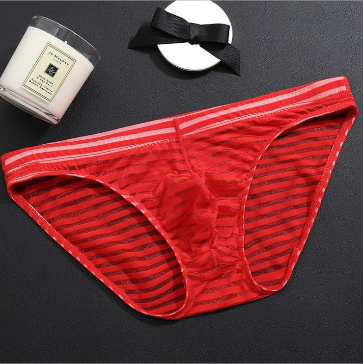 Giải phóng mặt bằng quần lót nam trong suốt gợi cảm U lồi eo thấp quần short đầu băng lụa sọc thoáng khí gợi cảm quan lot nu danh cho tuoi 16