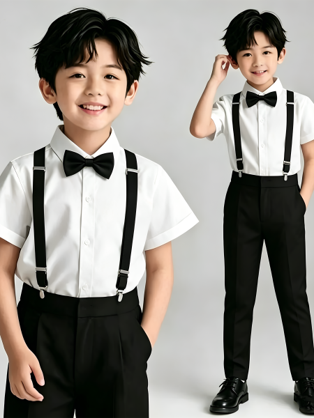 Children's Formal Suit Set, Flower Boy Suspenders, Kindergarten Choir Photo Shoot Performance Outfit, Recitation and Piano Performance Outfit