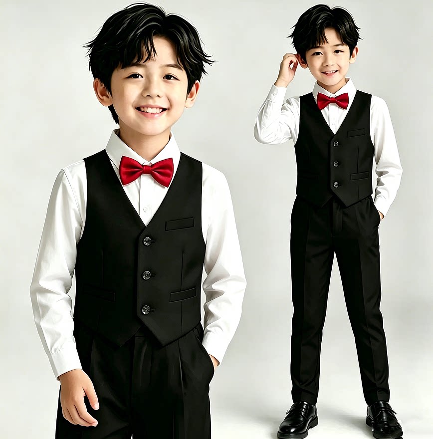 儿童礼服套装西服花童背带裤幼儿园合唱拍照表演服朗诵钢琴演出服 — 16