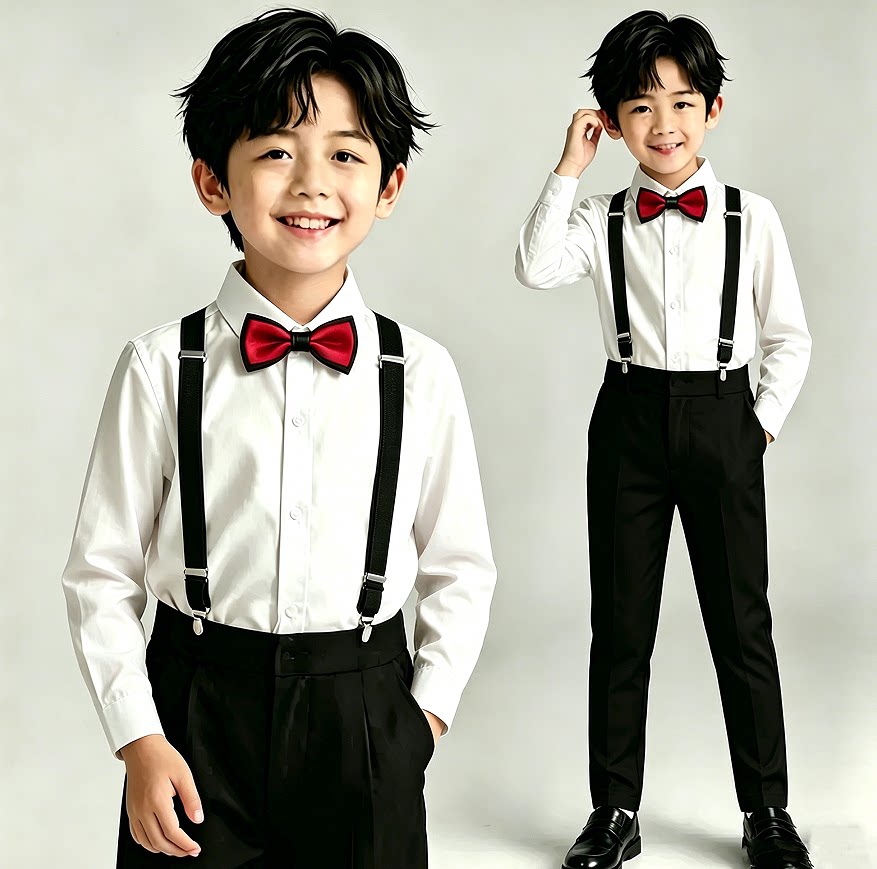 儿童礼服套装西服花童背带裤幼儿园合唱拍照表演服朗诵钢琴演出服 — 9