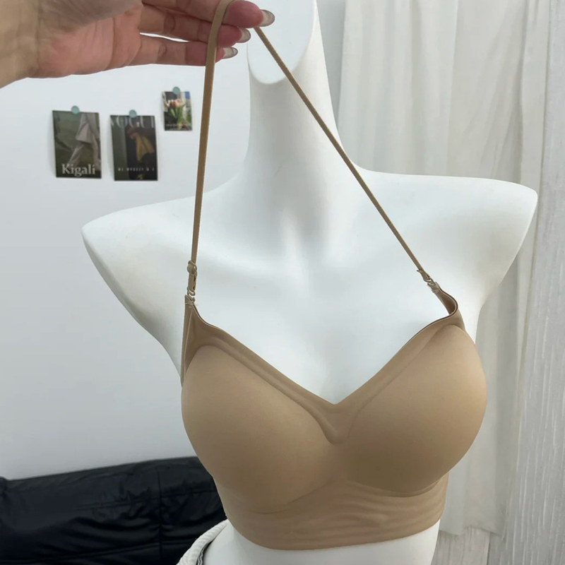 Liquid Foundation Skin Tone Invisible Lingerie, Sexy Pure Desire Style, Shoulder Straps Can Be Exposed, Halter Neck Strap, Large U-Shaped Beautiful Back Bra