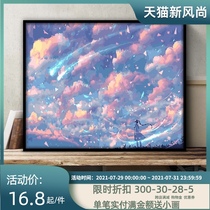 Jiacai Tianyan diy digital oil painting Living room landscape flower anime character coloring Hand-painted coloring painting ins oil painting