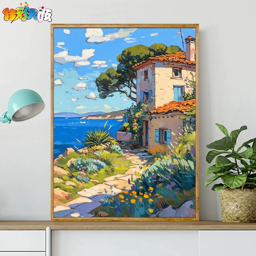 Цифровой домик для рисования, масляная краска, DIY