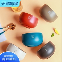 Japanese style 316 stainless steel bowl creative personality household childrens eating bowl Double anti-hot net red tableware single bowl
