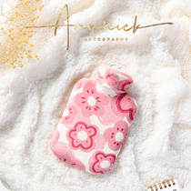 Flower hot water bag water water bottle female big warm belly filling warm hand bag warm foot plush explosion proof hand warm treasure