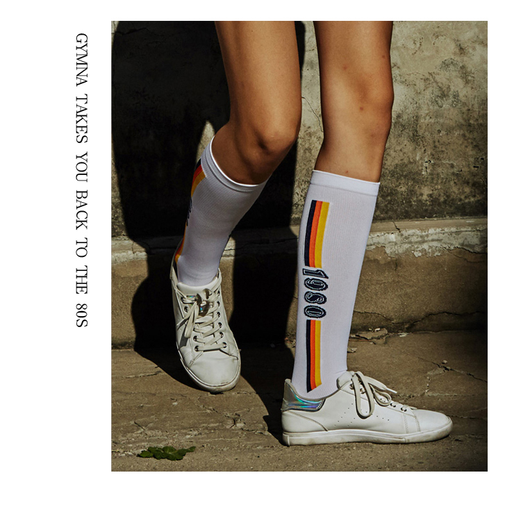 Xiaoxi tập thể dục tại nhà quần áo gốc retro thể thao ống dài bê vớ chạy nén marathon vớ nữ mùa xuân và mùa hè tất hàn quốc
