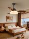 Vintage-Style Wood Grain Color Ceiling Fan Light for Living and Dining Room, Household High-Power Silent Fan Light, Bedroom Integrated Fan Lighting Fixture