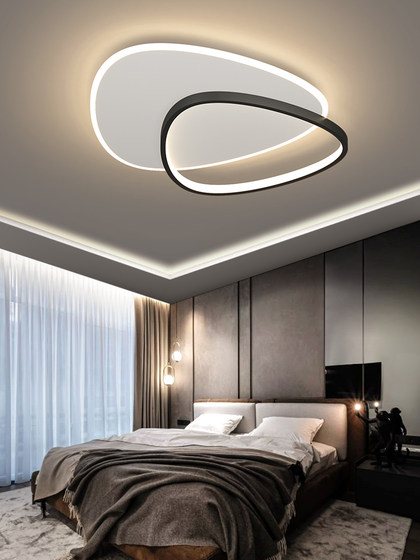 Bedroom Lamp, Simple, Modern and Creative, Black Ultra-Thin Study Ceiling Lamp, Nordic Minimalist Art, Restaurant Room Lighting Fixtures