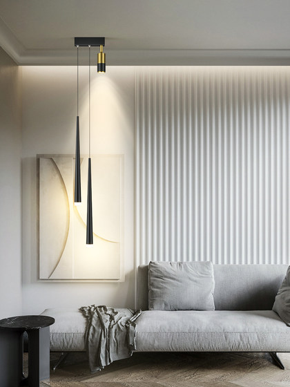 Bedroom Bedside Small Pendant Light with Spotlight, Modern Minimalist Light Luxury Single-Head Nordic Minimalist Bar Room Long-Line Pendant Light