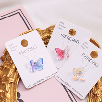 Korean original titanium steel new colored glazed butterfly earrings advanced earrings butterfly ear bone nail female