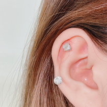 2020 new ear bone nail female temperament Korean cochlear ear stud screw screw screw single small super flash titanium steel double head
