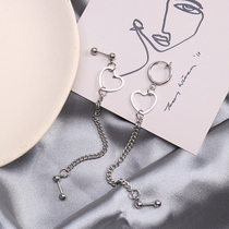 Original ins Korean titanium steel love integrated chain ear bone nail dark ear bone clip personality female tide