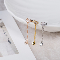 2020 Korea New pendant long flash Diamond Love studs tassel heart shaped girl ear bone nail single price