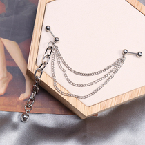 South Korea titanium steel personality tide cool chain ear bone integrated ball ear bone nail female punk earrings 2020 New