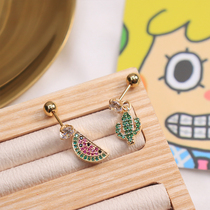 Korean titanium steel earrings 2021 New Tide summer color pendant screw ear bone nail female long Fairy earrings