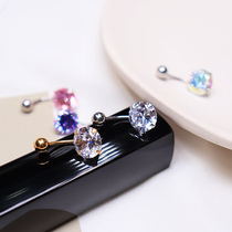 2020 South Korea imported belly button navel ring ear studs two belt titanium steel material screw big flash drill navel decoration