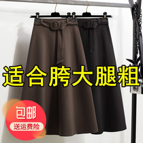 Plus size womens clothing in the spring of 2023 new thin A-line skirt fat sister high waist cover belly elegant long skirt