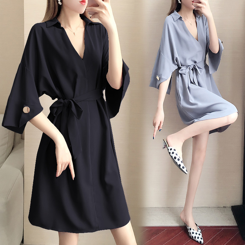 Plus fat plus size women's clothing 2023 summer new 200 catties fat mm loose belly cover shirt dress