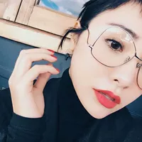 Song Haojing Boran với bóng kim loại phẳng gương thủy triều nữ trang trí khung kính gọng khung lớn có thể được trang bị cận thị kính trẻ em