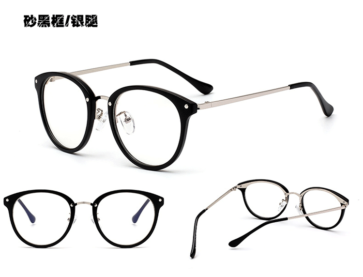 Kính cận thị khung retro văn học mắt nữ tròn mặt không độ phẳng gương đơn giản trang trí đơn giản mà không cần ống kính gọng kính cận nam đẹp