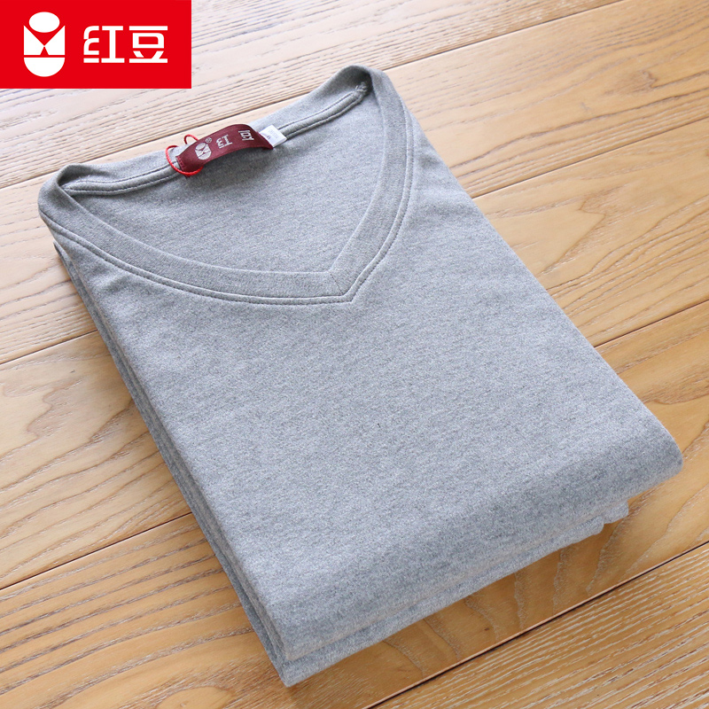 Đậu đỏ cổ chữ V mens bộ đồ lót cotton mùa thu quần áo quần mùa thu nền tảng đồ lót ấm mỏng bông áo len mùa đông.