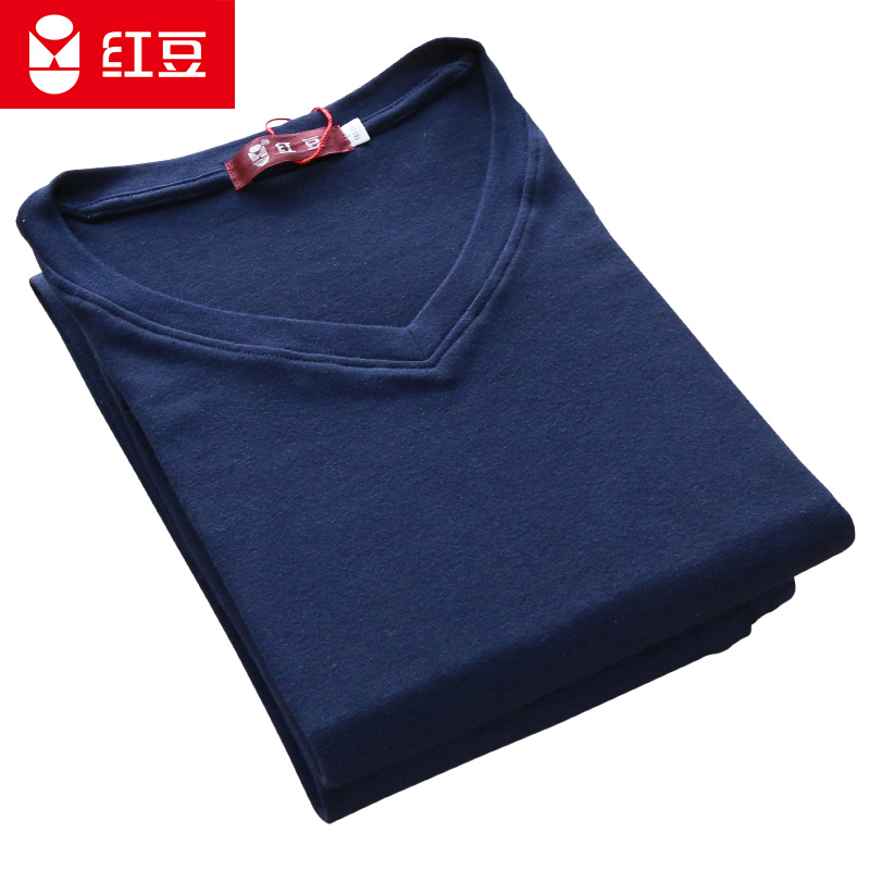 Đậu đỏ cổ chữ V mens bộ đồ lót cotton mùa thu quần áo quần mùa thu nền tảng đồ lót ấm mỏng bông áo len mùa đông.