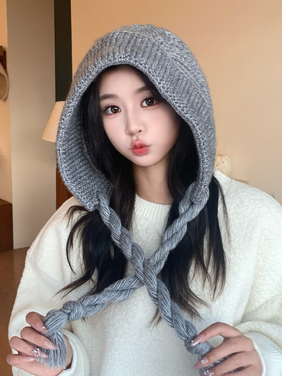 2025 New Knitted Wool Little Red Hat Women's Autumn and Winter Twist Braid Ear Protection Baotou Warm Lei Feng Hat Fashion