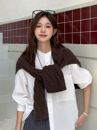 2025 New Knitted Twist Waistcoat Scarf Women's Autumn and Winter Korean Fashion Versatile Warm Scarf Trendy