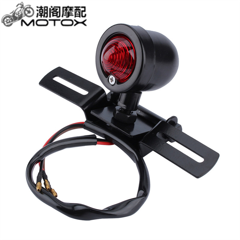 CG125 xe máy retro sửa đổi vỏ nhôm phía sau đèn hậu Harley Cruise Prince retro phanh ánh sáng phía sau tấm giấy phép ánh sáng - Đèn xe máy đèn gầm xe máy