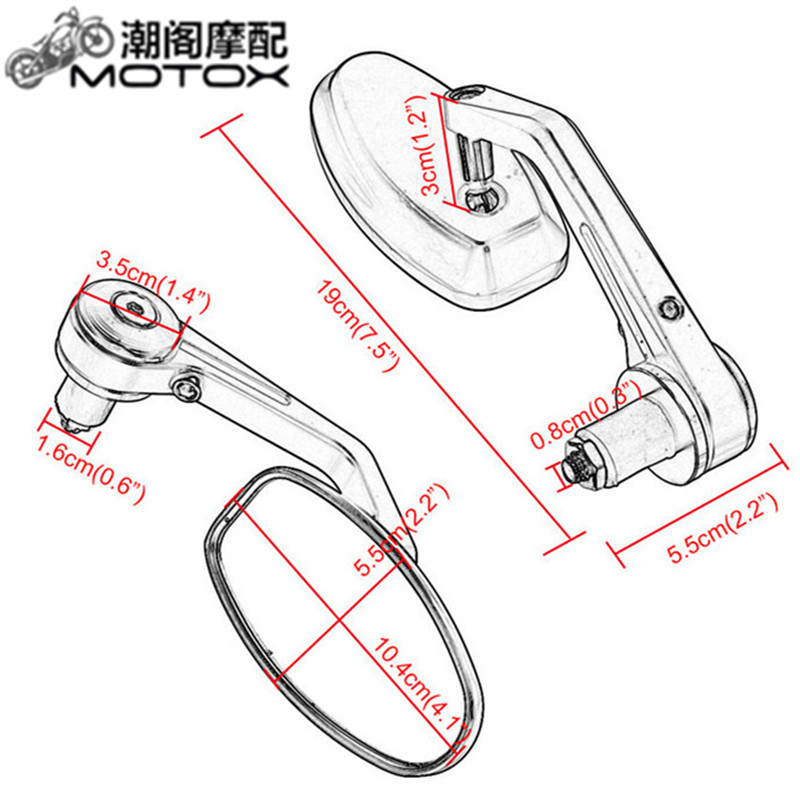 Phụ kiện xe máy du lịch Prince Prince sửa đổi retro tay lái gương gương gương chiếu hậu tất cả nhôm kính chiếu hậu kiểu
