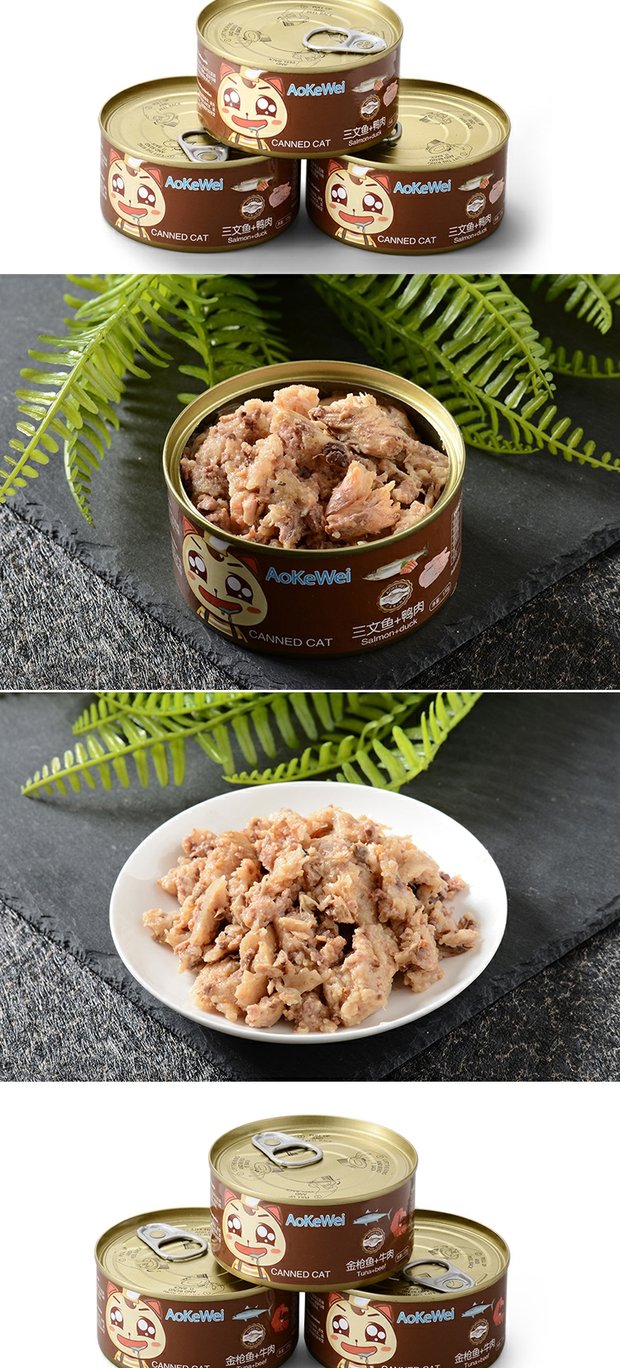 Úc Kewei mèo ăn nhẹ mèo đóng hộp 170g mèo ướt thức ăn cá ngừ thịt mèo vào mèo con 4 vị 10 lon - Đồ ăn nhẹ cho mèo thức ăn chó mèo