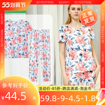 Ladys family home clothes pure cotton short sleeves Pants Suit Loose Large Code Sweatshirt Elderly Shirts Women Pyjamas Sleeping Pants