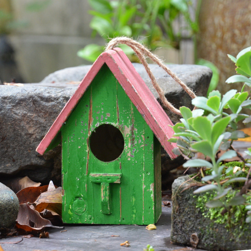 Creative Birds Nest Bird Cage Wall-mounted Birds Nest Birds Residence Colourful Small House Farmhouse Farmhouse With Trees Decorate Guest House Gardening Groceries