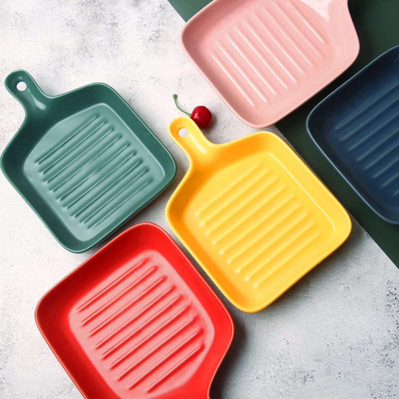 Cheese baked rice plate household ceramic baking plate oven microwave oven special baking bowl net red plate tableware creative plate