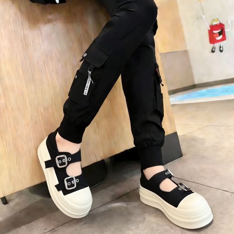 Breathable Platform Canvas Sandals for Women, 2026 Summer New Fashion Versatile 6cm Height-Increasing Mary Jane Shoes Sneakers