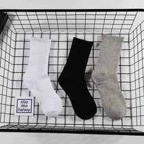 Socks with overalls men stockings Korea ulzzang harbor wind socks tide solid color black white socks