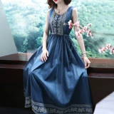 Скандинавская джинсовая юбка, этническое пляжное платье, скандинавский стиль, коллекция 2021, этнический стиль