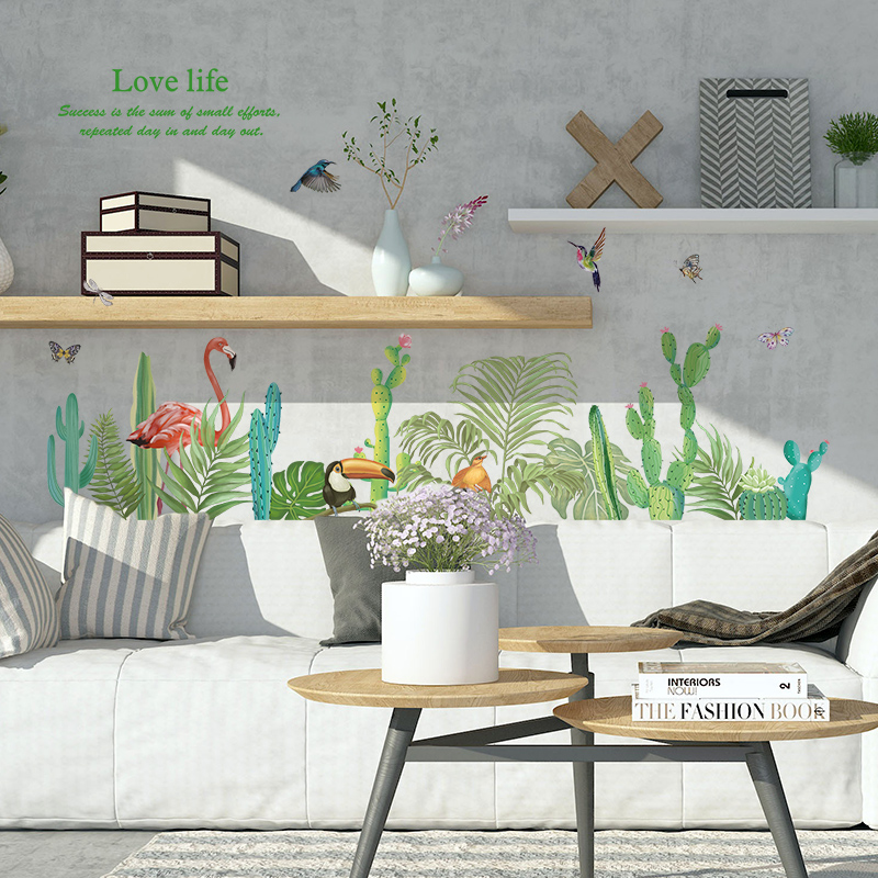 Fresh Plant Potted Nordic Wind Wall Sticker Art Brief Corridor Genguan Shelf Decorative Wall Sticker