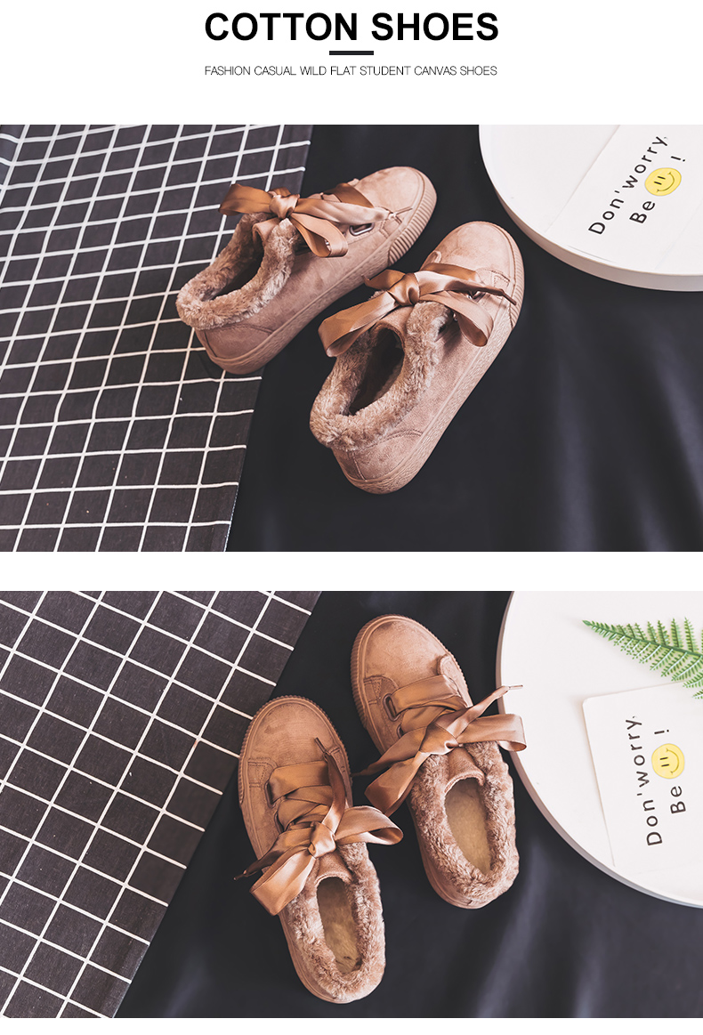 Giày cotton nữ mùa đông 2018 phiên bản Hàn Quốc mới của những cô nàng ngông cuồng cộng với đôi giày nhung ấm áp không thấm nước giầy dép juno