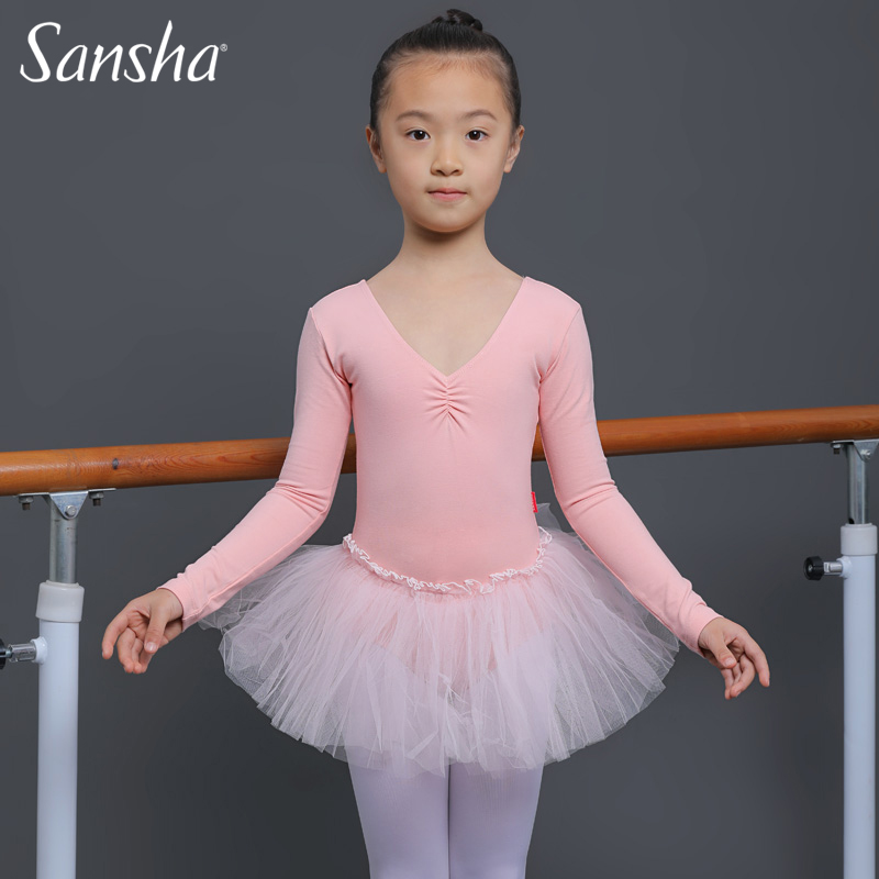 Sansha Sansha children's ballet TUTU skirt tutu skirt long-sleeved ballet bodysuit dance practice clothes