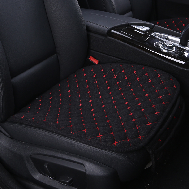 Car seat cushion without backrest breathable linen winter plush single-piece rear seat cushion three-piece set of cotton and linen four seasons universal