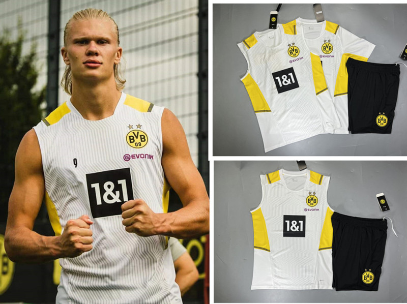 Bumblebee Dortmund White No. 9 Haaland No. 11 Reus Short-Sleeved Sleeveless Training Jersey Combat Vest