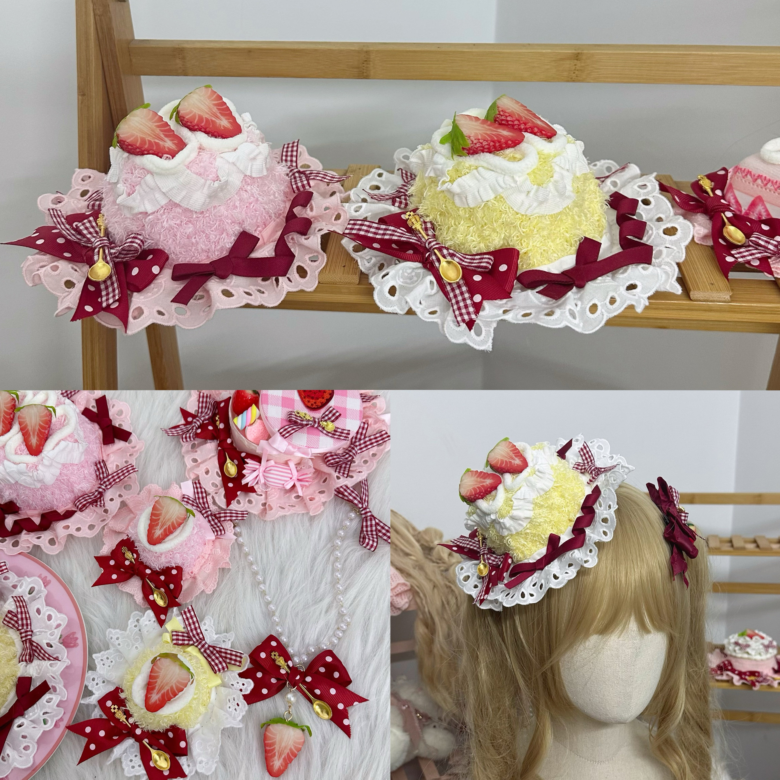 NWOT Lolita / Kawaii chiffon cake headband hat Lolita Kawaii Cotton BNT Hat main image 4