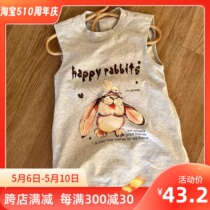 South Korean boy clothing girls summer dress vest dress 2024 new pint girl ultra cute rabbit printed camshoulder dress