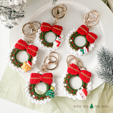 Брелок 圣诞风ins圣诞花环钥匙扣女 手工diy编织包包挂饰品创意节日礼品