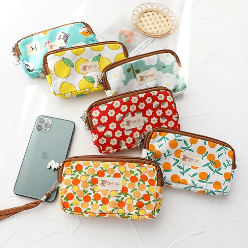 Сумка через плечо, ткань, система хранения, кошелек, бумажник, в корейском стиле, 6.5 дюймов, 6 дюймовая